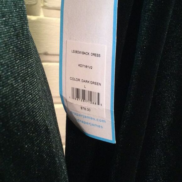 Draper James Green Velvet Bow Back Long Sleeve Dress L - Picture 3 of 12